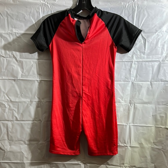 Kids Red and Black Spider Web Swim Suit - Picture 2 of 2